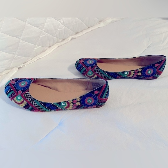 Sonoma women's slip on floral ballet flats multicolor embroidered size 9.5 - Picture 3 of 7